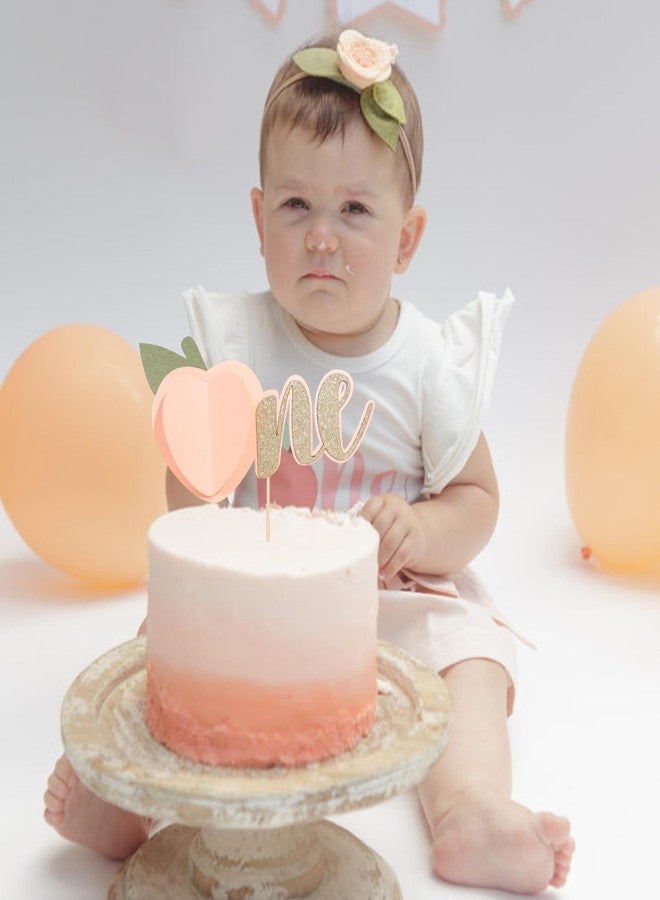 TERJIO Sweet Peach Cake Topper - Peach-Themed Birthday Party Decor for Girls, 1st Birthday Cake Decoration, Glitter Peach Cake Topper, Fruit-Themed Smash Cake Photo Prop - Image 3